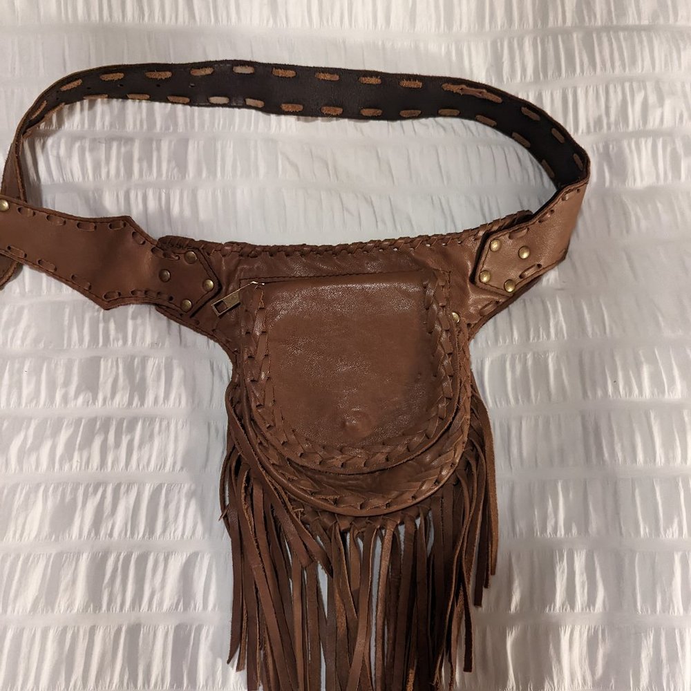 Fringed Leather Hip Bag